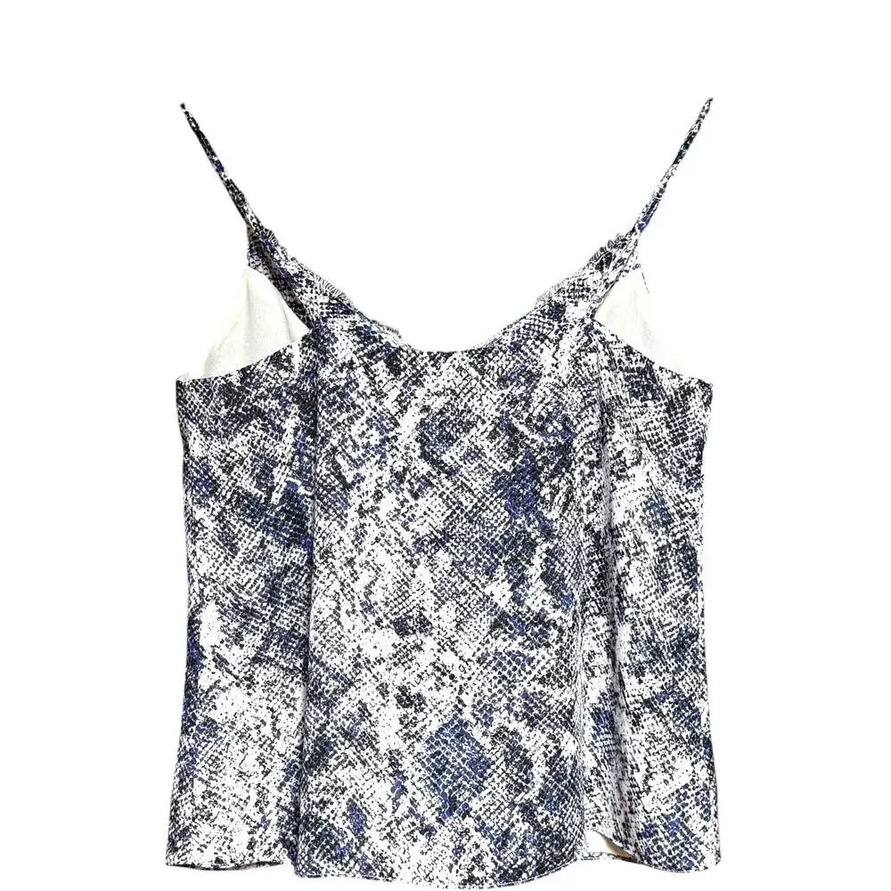Socialite Lined Lace Trim Reptile Print Cami White Black Purple Small